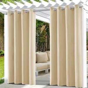 UFYTT Tende da Esterno Impermeabile,Tende per Esterno con Anelli,Tende per Gazebo Esterno Oscurante,Tende per Esterni per Balconi,132x215cm,Beige