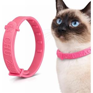 ZZHBOO Collare Antizecche e Antipulci 3 in 1 in Silicone per Gatti e Cani di Piccola Taglia - Collare Antiparassitario Regolabile, Rosa, 1,3 cm