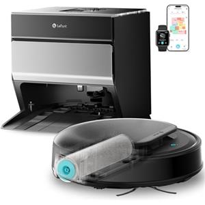 Lefant M5 Pro Robot Aspirapolvere Lavapavimenti con Rullo, Autopulizia Rullo, Sistema Anti-Groviglio, Stazione Automatica 120 Giorni, Aspirazione 18000 Pa, Controllo Vocale, Argento