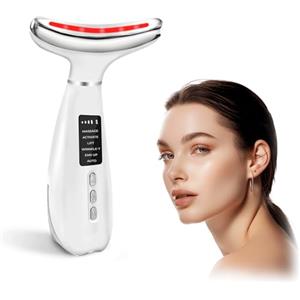 Focenat Massaggiatore Viso,Radiofrequenza Viso,Massaggiatore Antirughe,EMS Lifting,Dispositivo di Bellezza Antirughe,6 Modalità,7 Colori LED,Trattamento Caldo 45℃,per Collo e Viso