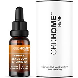 CBD HOME CBHOME Oils - Olio di Semi di Canapa 20% + ISO-G 20% + Artiglio del Diavolo + Curcuma - 10 ml - Base di Cocco Biologico - Spremuto a Freddo - Senza Additivi - 100% Vegetale - Certificato Biologico UE