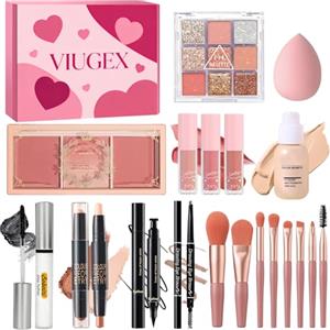 Viugex All-In-One Make Up Set, Set Regalo Donna Trucchi, Kit Trucco Completo Professionale, Trousse Trucchi Ragazza con Fondotinta Palette Ombretti Gloss Labbra Mascara Sopracciglia Bellezza Cosmetic Set