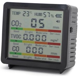 Vvikizy Monitor della qualità del Gas 5 in 1, Rilevatore Portatile di umidità della Temperatura CO2 TVOC CO con Schermo LCD e Indicatori Codificati a Colori, per il Monitoraggio della (#2)