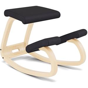 Varier Variable Balans Sedia Ergonomica Legno Naturale/Nero Movimento Naturale Postura Ufficio Casa Studio 10 Anni Garanzia Qualita
