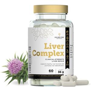 Golden Tree Liver Complex - Integratore Fegato con Cardo Mariano, Tarassaco, Carciofo, Curcuma, Colina, Vitamine B6 B12 D3 E e Pepe Nero - 60 Capsule Vegane
