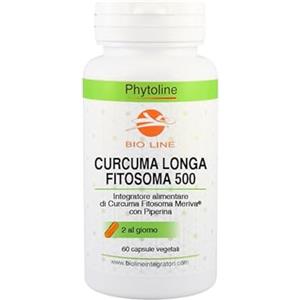 Laboratori Bio Line Bio Line - Curcuma e Piperina 60 Capsule Vegetali, Integratore Alimentare con Fitosoma Meriva, 500mg Curcumina per Capsula, Integratori Alimentari Made in Italy