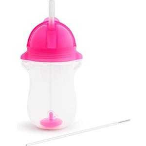 Munchkin Click Lock Tip & Sip Tazze per bambini con cannuccia,Senza BPA ,Senza perdite, Introduzione al cibo , Cannuccia con peso , Tazze per bambini , 10oz/296ml , Rosa
