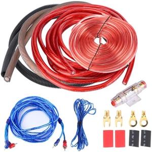 KSTE Set di Cavi per Amplificatori per Auto, 4GA 2800W Kit Completo Audio Auto Audio Subwoofer Amplificatore Speaker Installazione Cavo Kit Fusibile Suit