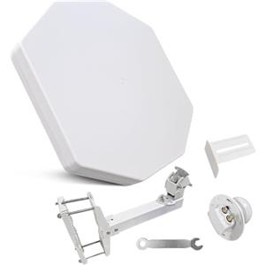 POWER SAT POWERSAT - Antenna parabolica piatta, 2 porte/4 porte, ideale per TV satellitare ASTRA 1 (19,2 E), antenna robusta, resistente alle intemperie, ideale per balcone e campeggio (TWIN LNB)