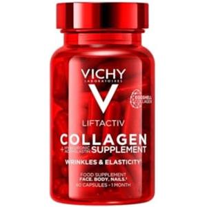 Vichy Liftactiv Collagen, Integratore di Collagene in Compresse, Per Donna e Uomo, Rughe Ridotte, Pelle Tonica e Unghie Più Forti, Con Collagene Vegetariano, Vitamina C e Vitamina E, 60 Compresse, 50g