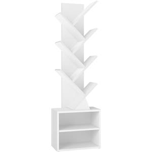 VASAGLE CUSTOS Collezione - Libreria ad Albero, Scaffale da Pavimento Moderno Autoportante, per Camera da Letto, Soggiorno, Studio, 2 Scomparti Aperti, 20,3 x 38 x 123,2 cm, Bianco Nuvola LBC607WB01
