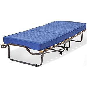 Miasuite I sogni italiani, Brandina Pieghevole Singola, Con rotelle e materasso in WaterFoam, Blu, 80 x 200 x 38 cm