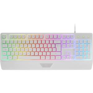 Mars Gaming MK124, Lingua Francese, Tastiera Ergonomica H-Mech Completa, Poggiapolsi Integrato, Illuminazione FRGB Rainbow, Gaming Antighosting, Multiplatforma, Bianco