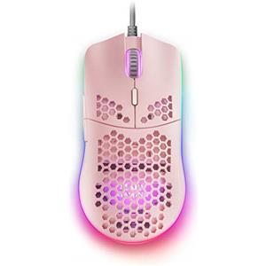 Mars Gaming MMAX, Mouse Gaming Ultralight 69g, Sensore PixArt 12400DPI, RGB Chroma, 7 Pulsanti Programmabili, Switch HUANO, Cavo Feather, Windows/Linux/Mac/PS4/PS5/XBOX ONE/XBOX SERIES X-S, Rosa