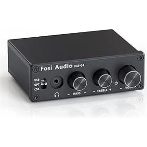 Akhan Amplificatore per cuffie Fosi Audio Q4, amplificatore per cuffie DAC USB a 192 kHz, ingressi USB/ottici/coassiali a 3,5 mm AUX/RCA/uscita, DAC AMP da gioco per PS5/PC/MAC/altoparlanti attivi
