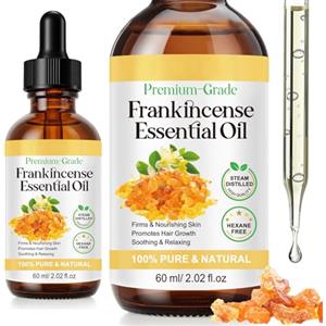 FSLHCY Olio Essenziale di Incenso Puro per Viso, 60ml Frankincense Oil per Diffusori, Cura della Capelli e Pelle, SPA, Massaggi, Bagno