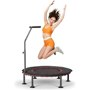 LIFERUN Trampolino Fitness da Interno | Copertura Protettiva Imbottita | Fino a 150 kg Capacità Carico | 3 Altezze Manubrio Regolabili | Senza Installazione | Bambini Adulti | Mini Ø102 cm | Casa