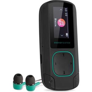 Energy Sistem 426508 - MP3 Clip Bluetooth, lettore MP3 con schermo, Bluetooth, 8 GB, clip di fissaggio, radio FM e lettore di schede microSD, Verde Mint