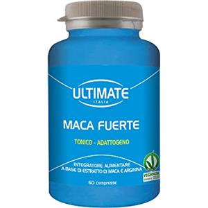 Ultimate Italia - Maca Fuerte - 60 cps - tonico adattogeno a base di maca peruviana e arginina per aumentare energia e vitalità