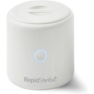 Nuby RapidSterilise+ Sterilizzatore UV RapidCool e Biberon, Bianco | Ricaricabile USB con 30 utilizzi per carica, elimina il 99,9% dei batteri, sterilizza in viaggio RapidCool e RapidBottle