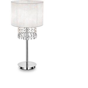 Ideal Lux Opera TL1 Lampada da Tavolo E27 Bianco con Paralume in PVC e Pendagli in Cristallo