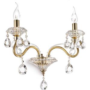 Ideal Lux Negresco AP2 Lampada Da Parete 2 Luci E14 80 W in Metallo Dorato e Vetro Trasparente