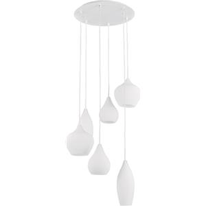 Ideal Lux SOFT SP6 Lampada a Sospensione Bianco con 6 Luci e Diffusori in Vetro Soffiato