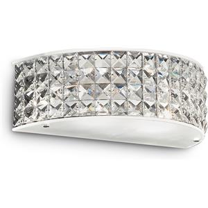 Ideal Lux Lampada da Parete Roma AP2 - 2 Luci, Metallo Cromato e Cristallo Molato, Dimensioni 300x150x100 mm