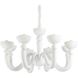 Ideal Lux Lampada a Sospensione Bon Bon SP8 - 8 Luci, Metallo Bianco Opaco e Vetro Soffiato