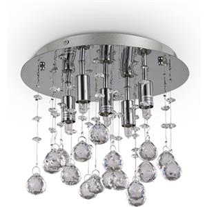 Ideal Lux MOONLIGHT PL5 CROMO - Lampada Da Soffitto 5 Luci in Metallo con Pendagli in Cristallo