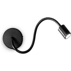 Ideal Lux FOCUS-1 AP NERO - Applique da Parete 1 Luce con Braccio Flessibile e Orientabile