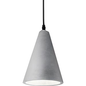 Ideal Lux OIL-2 SP1 Lampada a Sospensione 1 Luce in Metallo Nero Opaco con Diffusore in Cemento