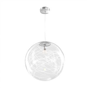 Top Light Sospensione Contemporanea Moon in Metallo Cromo e Vetro Bianco, 1 Luce E27, Diametro 40 cm