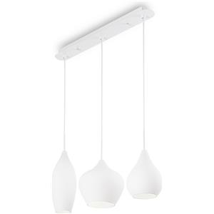 Ideal Lux SOFT SP3 Lampada a Sospensione Bianco 3 Luci in Metallo e Vetro Soffiato