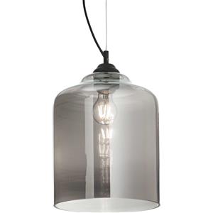 Ideal Lux Lampada a Sospensione BISTRO' SP1 SQUARE FUME' in Metallo e Vetro Soffiato, 1 Luce, Dimensioni D 240 x H min 590 / max 2340 mm