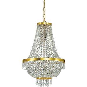 Ideal Lux Lampada a Sospensione Caesar SP9 Oro - 9 Luci, Metallo e Cristallo, Dimensioni D 450 x H 960/1850 mm