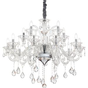 Ideal Lux Lampada a Sospensione COLOSSAL SP15 Trasparente con 15 Luci in Vetro Soffiato e Dettagli in Metallo Cromato