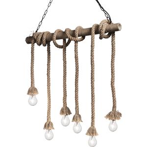 Ideal Lux Lampada a Sospensione Canapa SP6 - 6 Luci, Metallo Verniciato e Corda Canapa Naturale