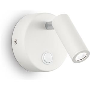 Ideal Lux Lampada da Parete Page AP Round Bianca - Applique in Alluminio con Diffusore Orientabile