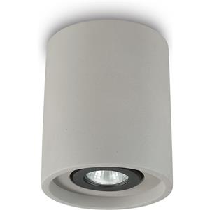 Ideal Lux Lampada da Soffitto Oak PL1 Round in Cemento - D. 135 mm, H. 160 mm, Orientabile, GU10 Max 35W