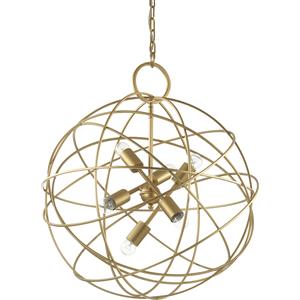 Ideal Lux KONSE SP6 - Lampada a Sospensione 6 Luci in Metallo con Finitura Oro Scuro Satinato