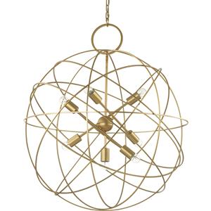 Ideal Lux KONSE SP7 - Lampada a Sospensione 7 Luci in Metallo con Finitura Oro Scuro Satinato