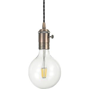 Ideal Lux Lampada a Sospensione DOC SP1 RAME - 1 Luce, Cavo in Tessuto Nero, Interruttore Incorporato