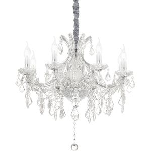 Ideal Lux Lampada a Sospensione Napoleon SP8 Cromato - 8 Luci, Vetro Soffiato e Cristallo Molato