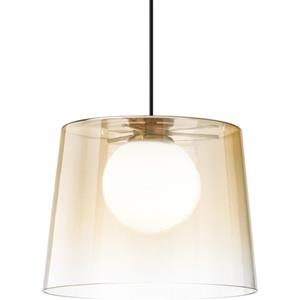 Ideal Lux Fade SP1 Ambra - Lampada a Sospensione 1 Luce con Paralume in Vetro Soffiato e Montatura in Metallo