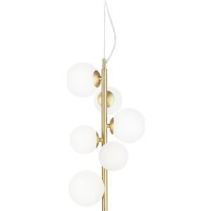 Ideal Lux Sospensione Contemporanea Perlage Metallo Ottone 6 Luci G9 3W 3000K Luce Calda