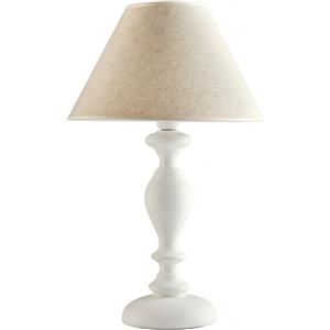 Bonetti Illumina Lampada da Tavolo Shabby Chic in Legno Bianco con Paralume dm.35 - 1 Luce E27