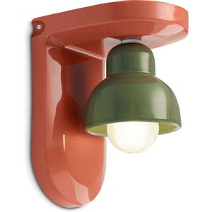 Ferroluce Applique Berimbau 1 Luce Fatta a Mano Arancio e Verde Salvia con Luce Regolabile