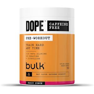 Bulk Dope Polvere Pre-Workout Senza Caffeina | Fruit Punch | 510g | 30 Porzioni | Senza Stimolanti | 3,2g Beta Alanina | 3g Creatina | Miscela Citrullina & AAKG | Vitamina B6 | Supporta Potenza
