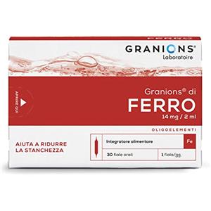 Granions Ferro 14 mg | Integratori Stanchezza | Ferro Integratore | Carenza, Stanchezza, Sensibilità alle Infezioni | Aiuta a Ridurre la Stanchezza | 30 fiale | Durata 1 mese | Laboratoire des Granions